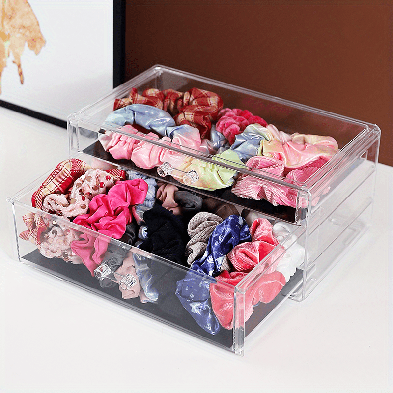 transparent dustproof hair accessories storage jewelry box elastic band hair ring with hair clip comb box large capacity jewelry storage box details 6