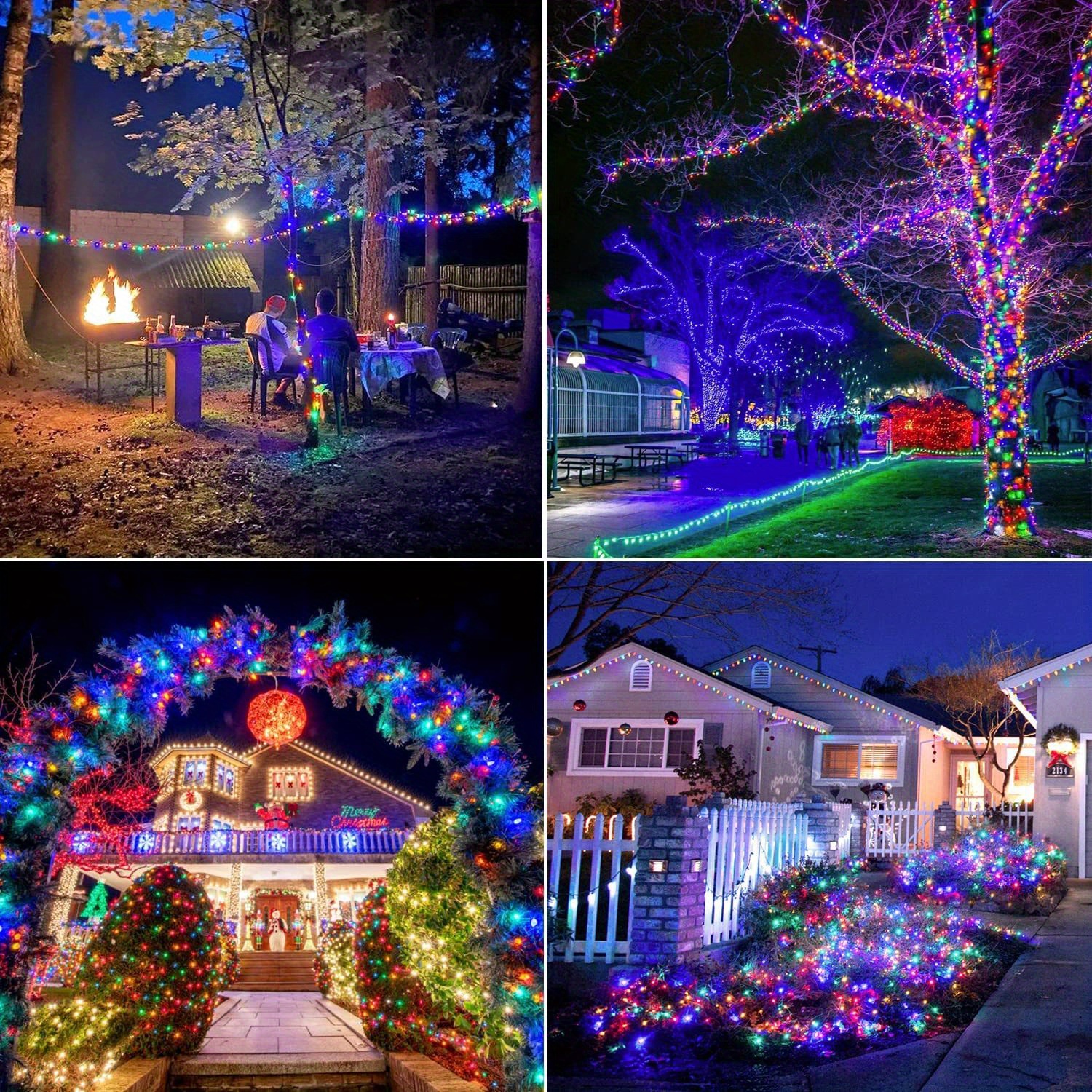 1pc 7.01/11.89/21.95/31.7meter 50/100/200/300LED Solar String Lights Outdoor, IPX4 Copper Wire 8 Modes Solar Fairy Lights Garden Patio Tree Christmas Party Wedding Warm White Colorful White Plastic Card Board Pure Copper Wire