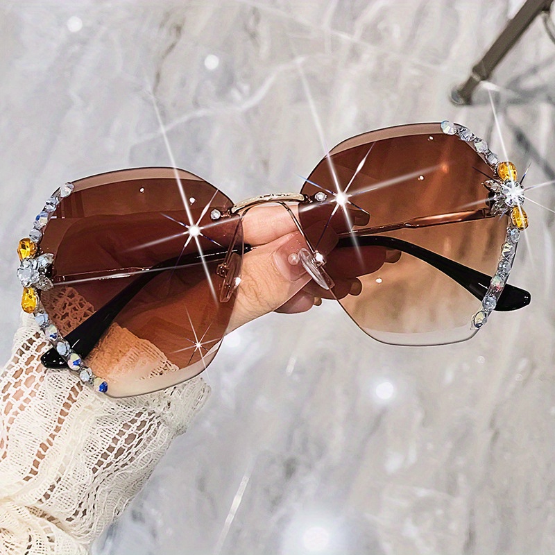 Girl's Sunglasses, Rhinestone-studded Sunglasses, Ladies Small Rimless  Anti-ultraviolet Glasses - Temu Australia