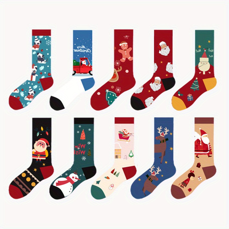 Calcetines navideños para hombre y mujer, calcetín de Navidad, Papá Noel,  árbol