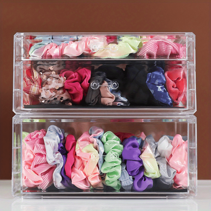 transparent dustproof hair accessories storage jewelry box elastic band hair ring with hair clip comb box large capacity jewelry storage box details 2