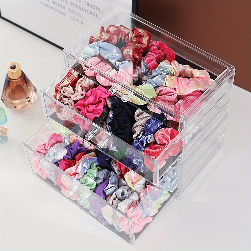 transparent dustproof hair accessories storage jewelry box elastic band hair ring with hair clip comb box large capacity jewelry storage box details 1