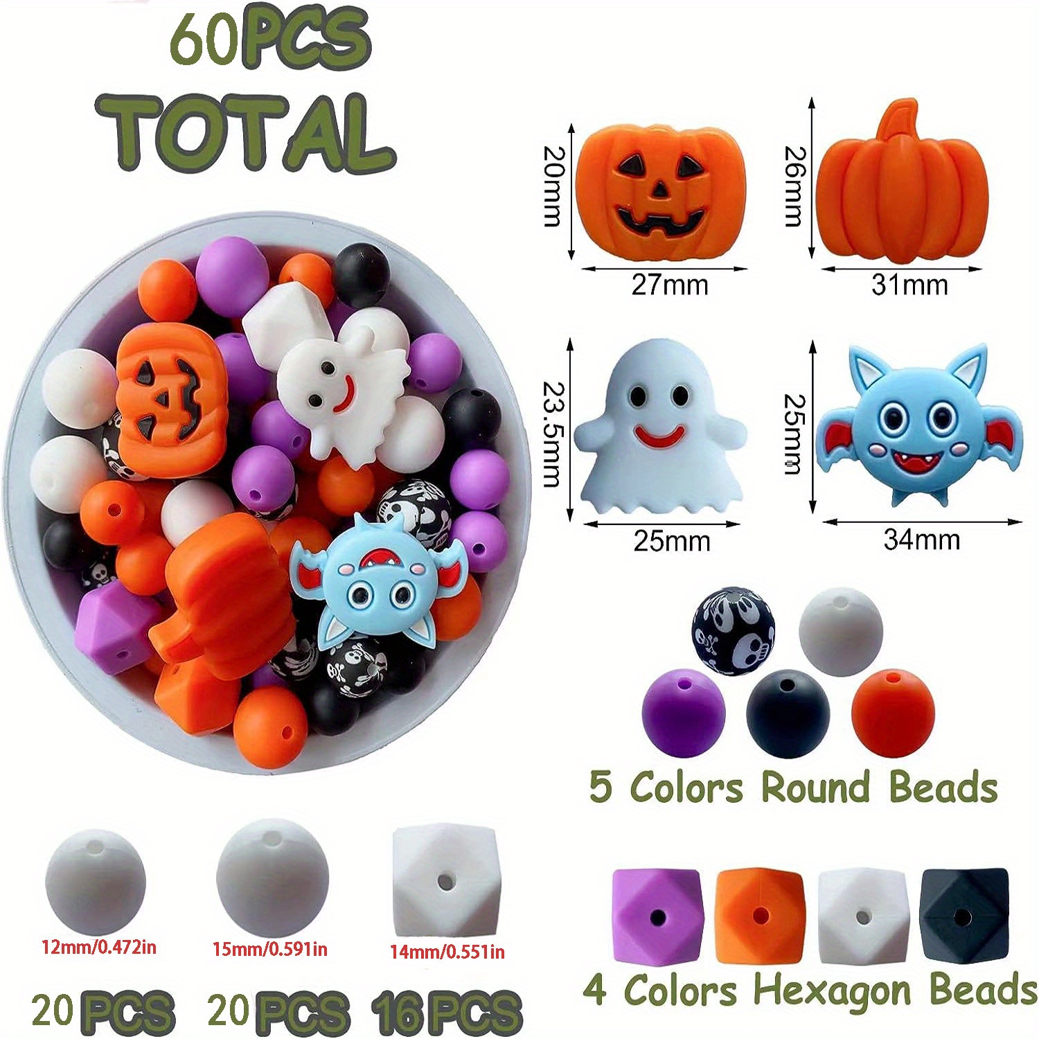 Halloween Silicone Beads Circular Silicone Beads Pumpkin - Temu