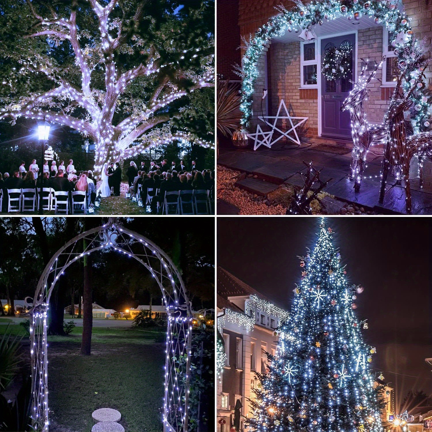 1pc 7.01/11.89/21.95/31.7meter 50/100/200/300LED Solar String Lights Outdoor, IPX4 Copper Wire 8 Modes Solar Fairy Lights Garden Patio Tree Christmas Party Wedding Warm White Colorful White Plastic Card Board Pure Copper Wire
