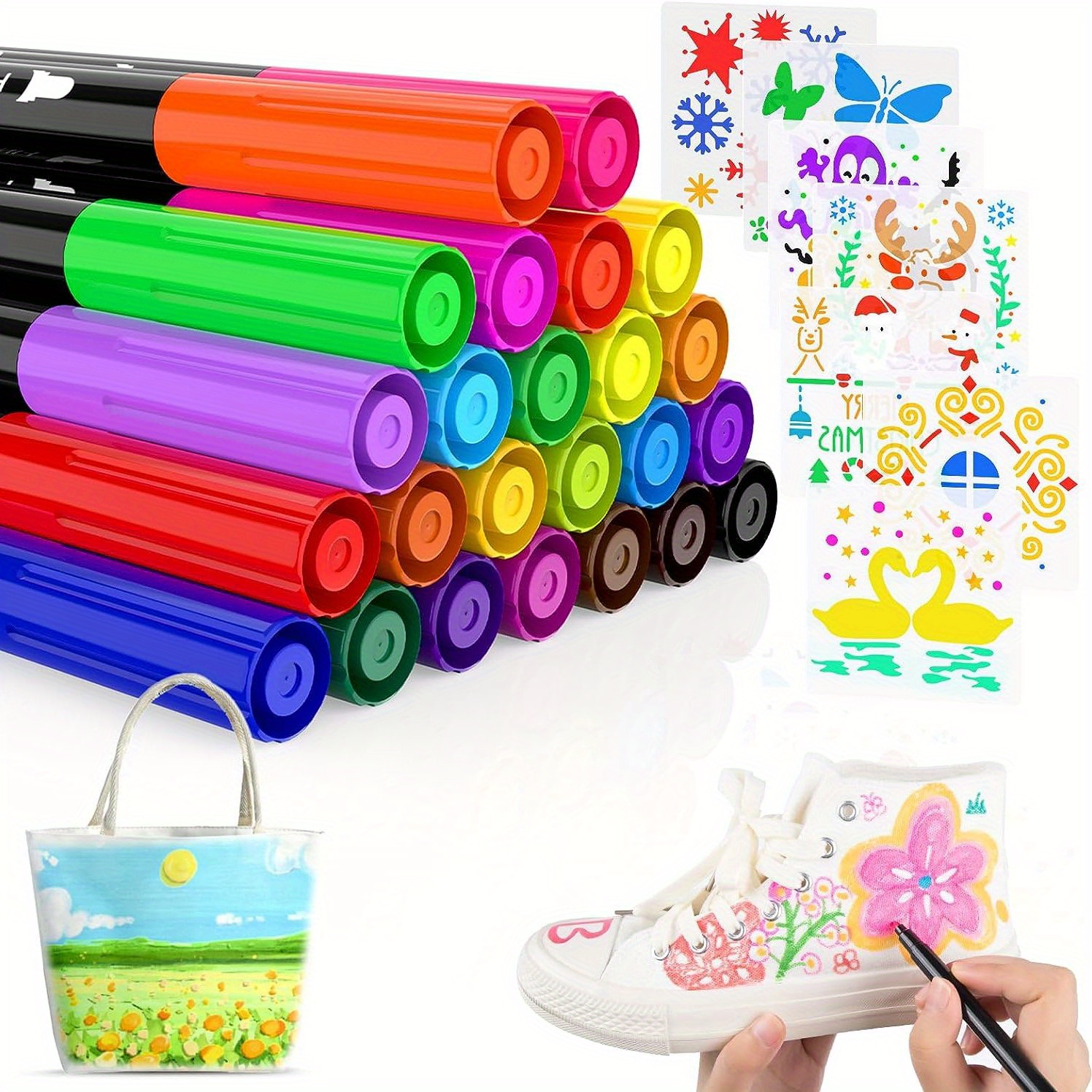 Fabric Pen Template Set: 24 Colors + 7 - Temu