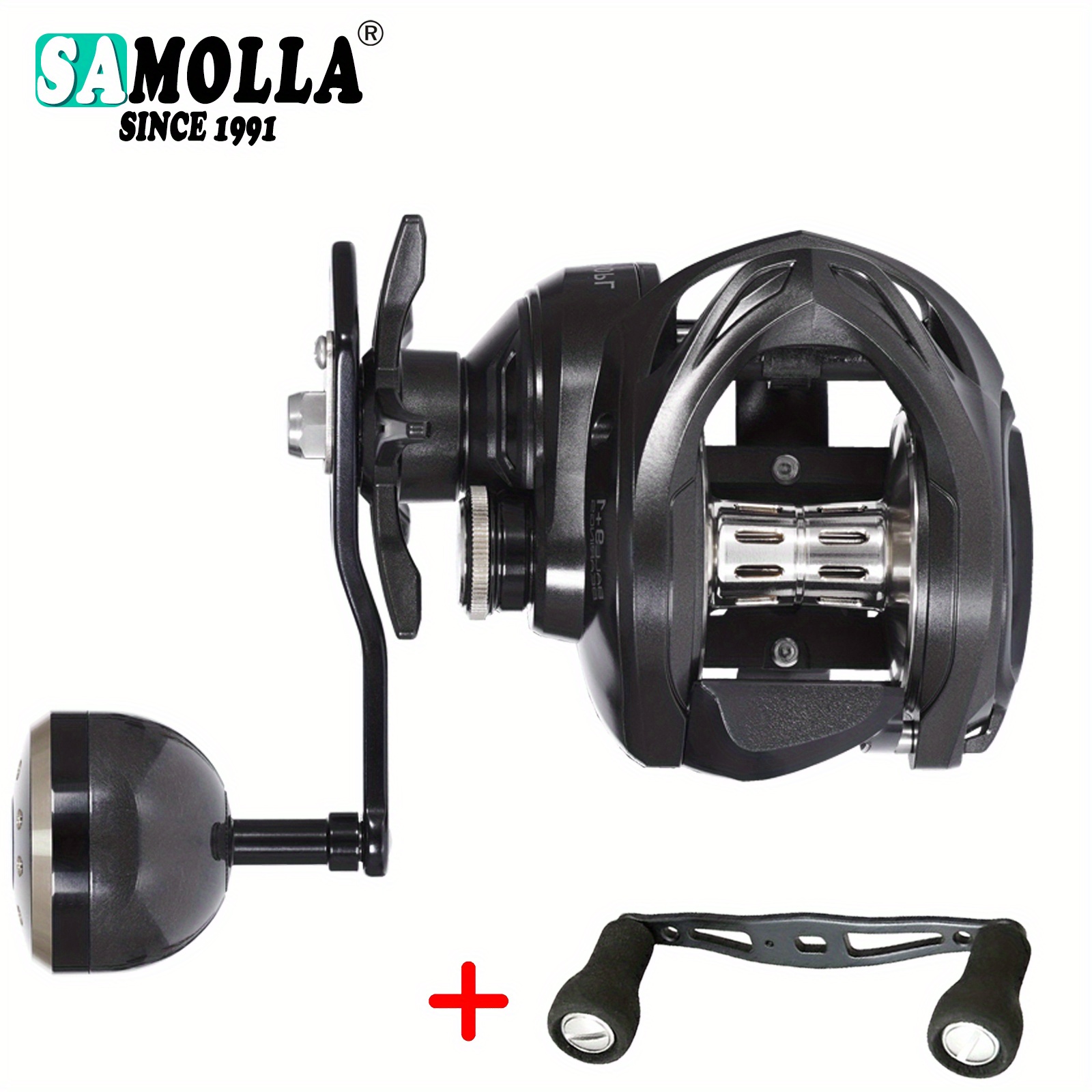 SAMOLLA 1pc Carbon Fiber 6.3:1 Gear Ratio Baitcasting Reel, Max Grag  18kg/40lb Aluminum Fihsing Reel For Offshore Fishing