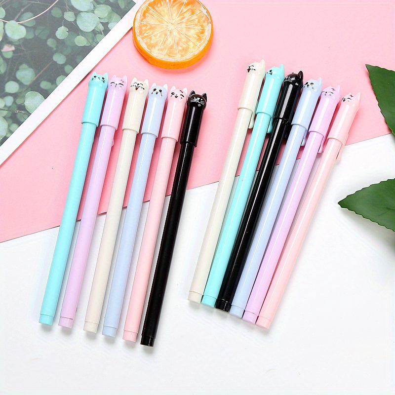 2 Types Creative Stationery Gel Pen Cat Pattern Gel Pen - Temu