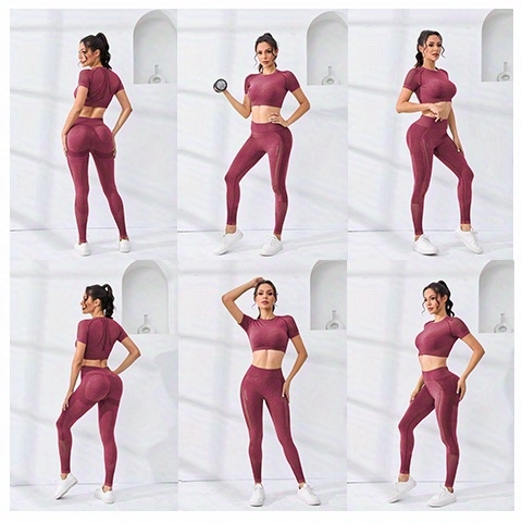 Sonducket Conjunto de ropa deportiva para mujer Conjunto de pantalones  cortos de yoga Conjunto de yoga Camiseta deportiva de manga corta conjuntos  de ropa rojo L Sonducket AP002243-07