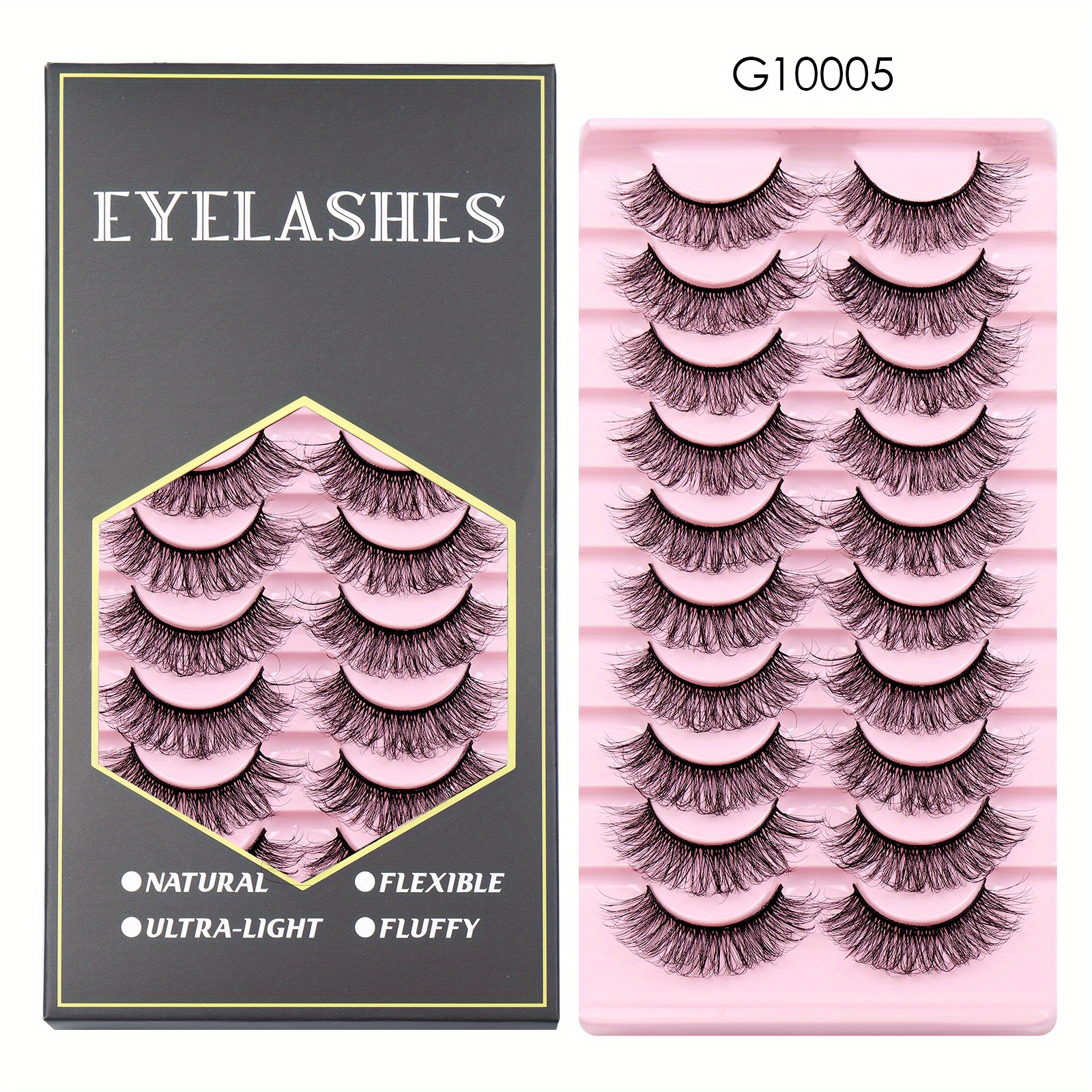 10 Pairs Thick Curling Messy Faux Mink False Eyelashes