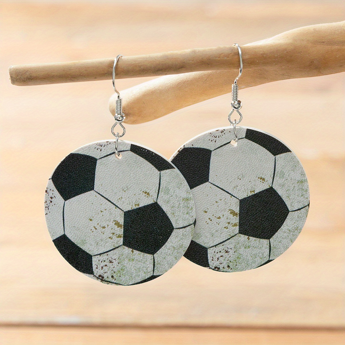 Leather soccer sale earrings