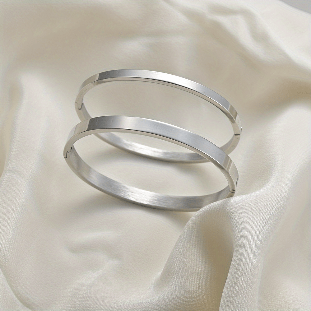 2pcs 304 304 Stainless Steel Egg Shape O-ring Bangle Bangle Bracelet Smooth Bangle Bangle Bracelet Hand Jewelry