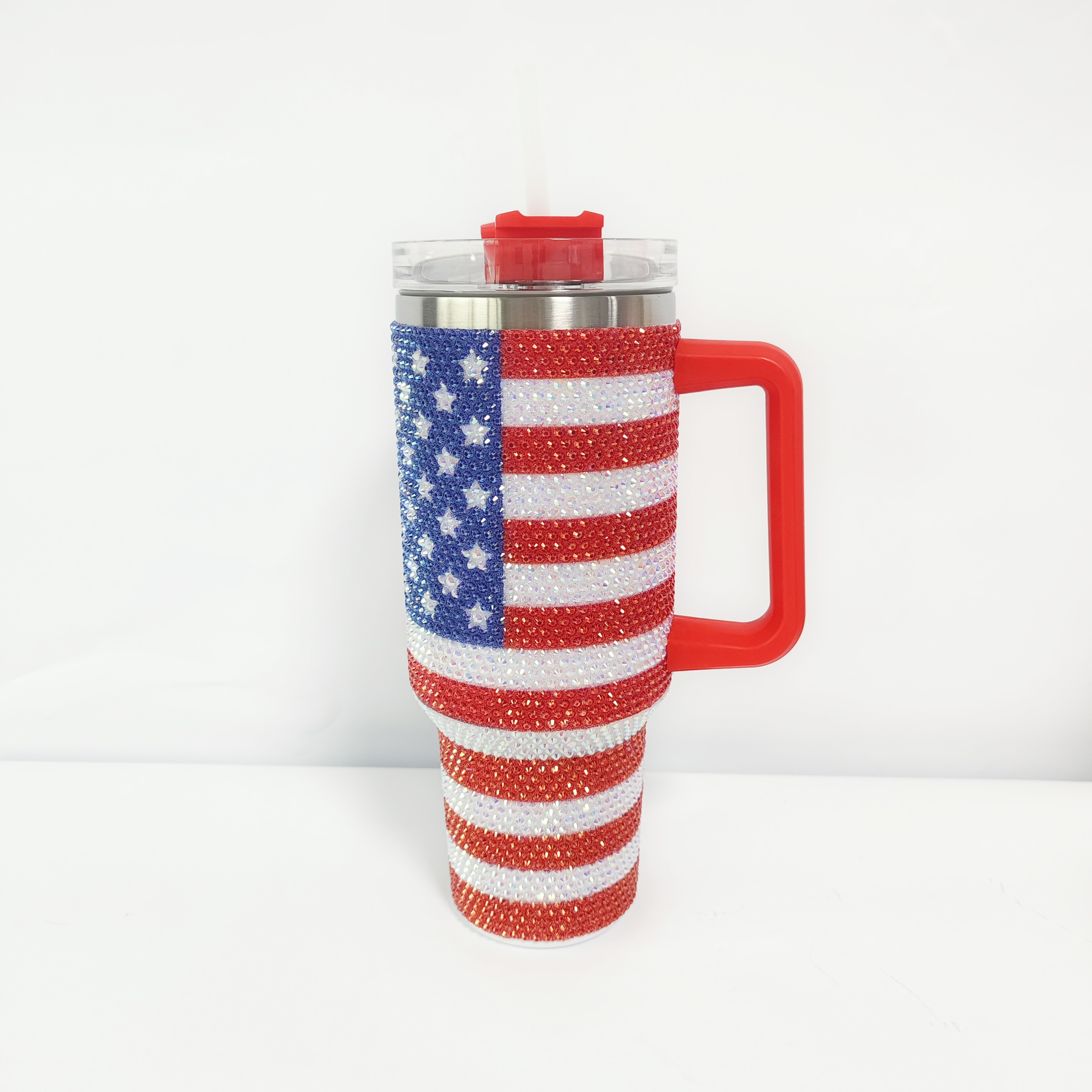 Us Flag Tumbler With Lid And Straw Stainless Steel Thermal - Temu