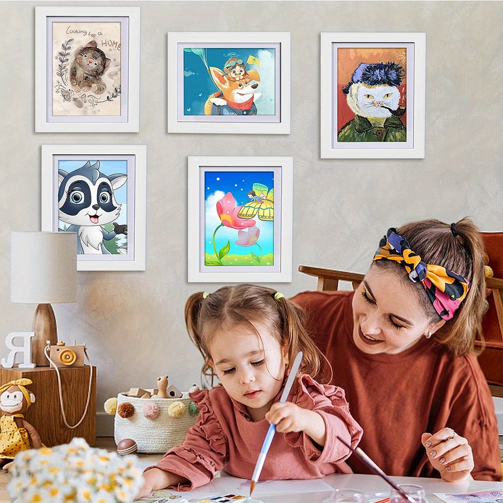 Marcos de exhibición de Apertura frontal para ilustraciones de niños, marco  de fotos, almacenamiento, arte, fotos de dibujo, exhibición de  manualidades, marcos de suspensión para - AliExpress
