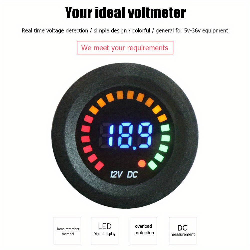 Led Digital Color Display Voltmeter Volt Panel Meter For 12v - Temu