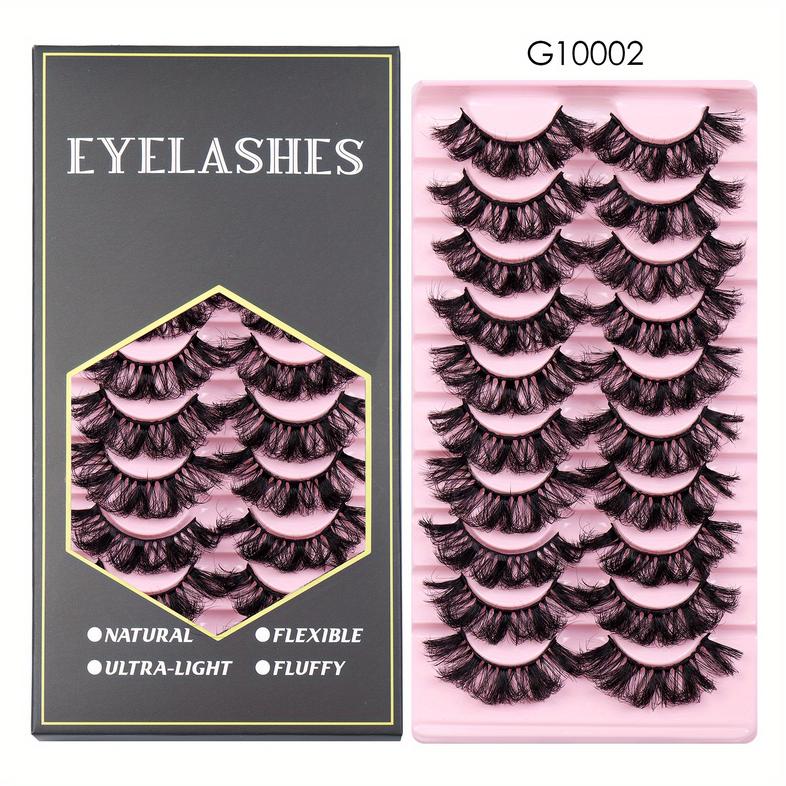 10 Pairs Thick Curling Messy Faux Mink False Eyelashes