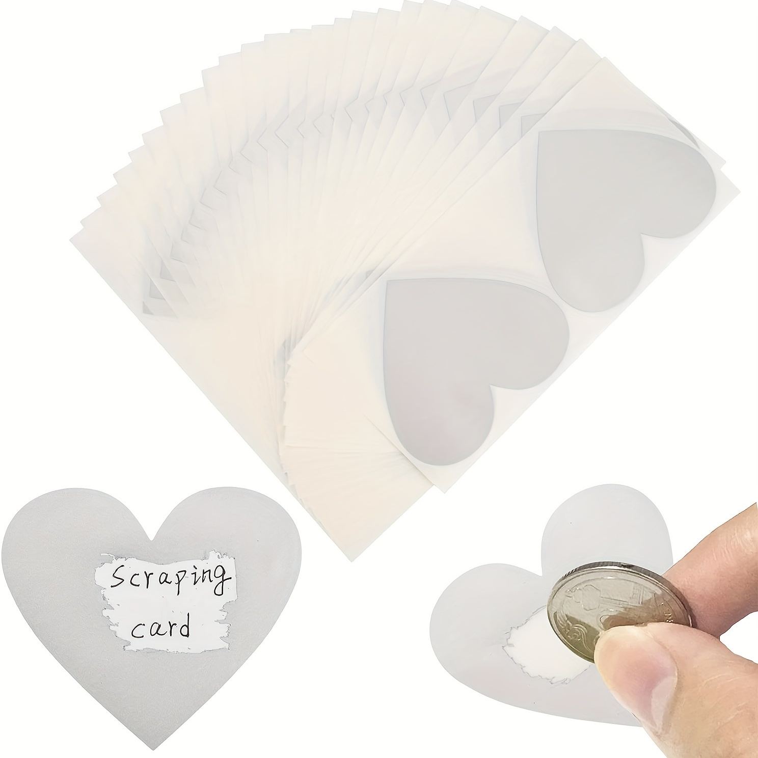 Heart Scratch Off Stickers self-Adhesive Scratch Off Label 70X80MM Gold  Rose Gold Gray Silver 50pcs/Pack
