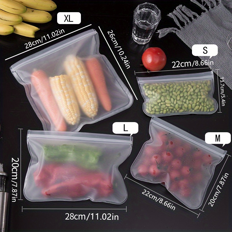 Zip Top Reusable Silicone Storage Bags Keep Food Fresh Longer in the Fridge