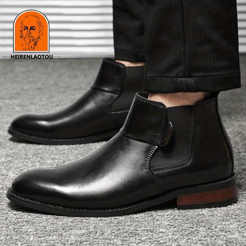 mens stacked heel chelsea boots