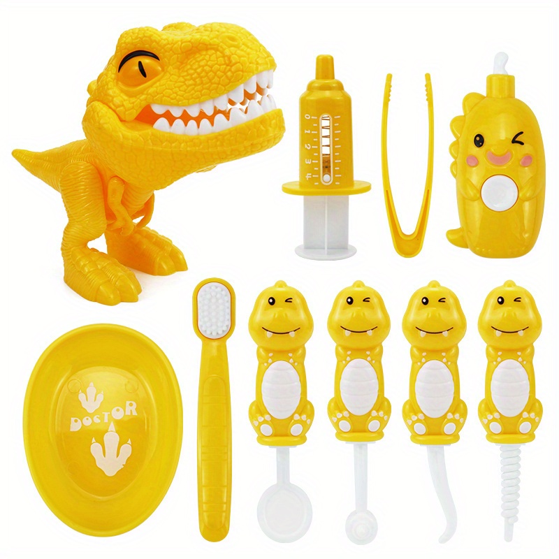 10pcs Dinosaur Brushing Teeth Toys Role Play Set
