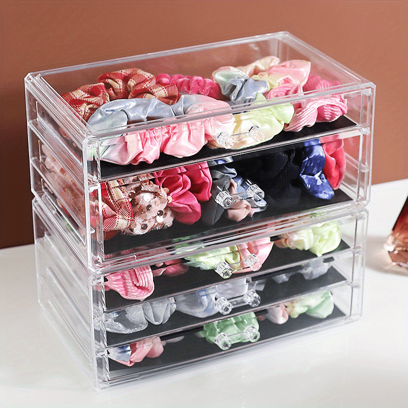 transparent dustproof hair accessories storage jewelry box elastic band hair ring with hair clip comb box large capacity jewelry storage box details 3