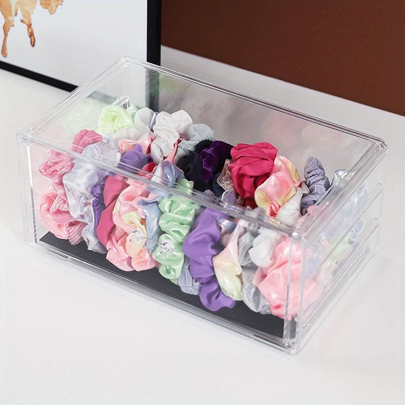 transparent dustproof hair accessories storage jewelry box elastic band hair ring with hair clip comb box large capacity jewelry storage box details 5