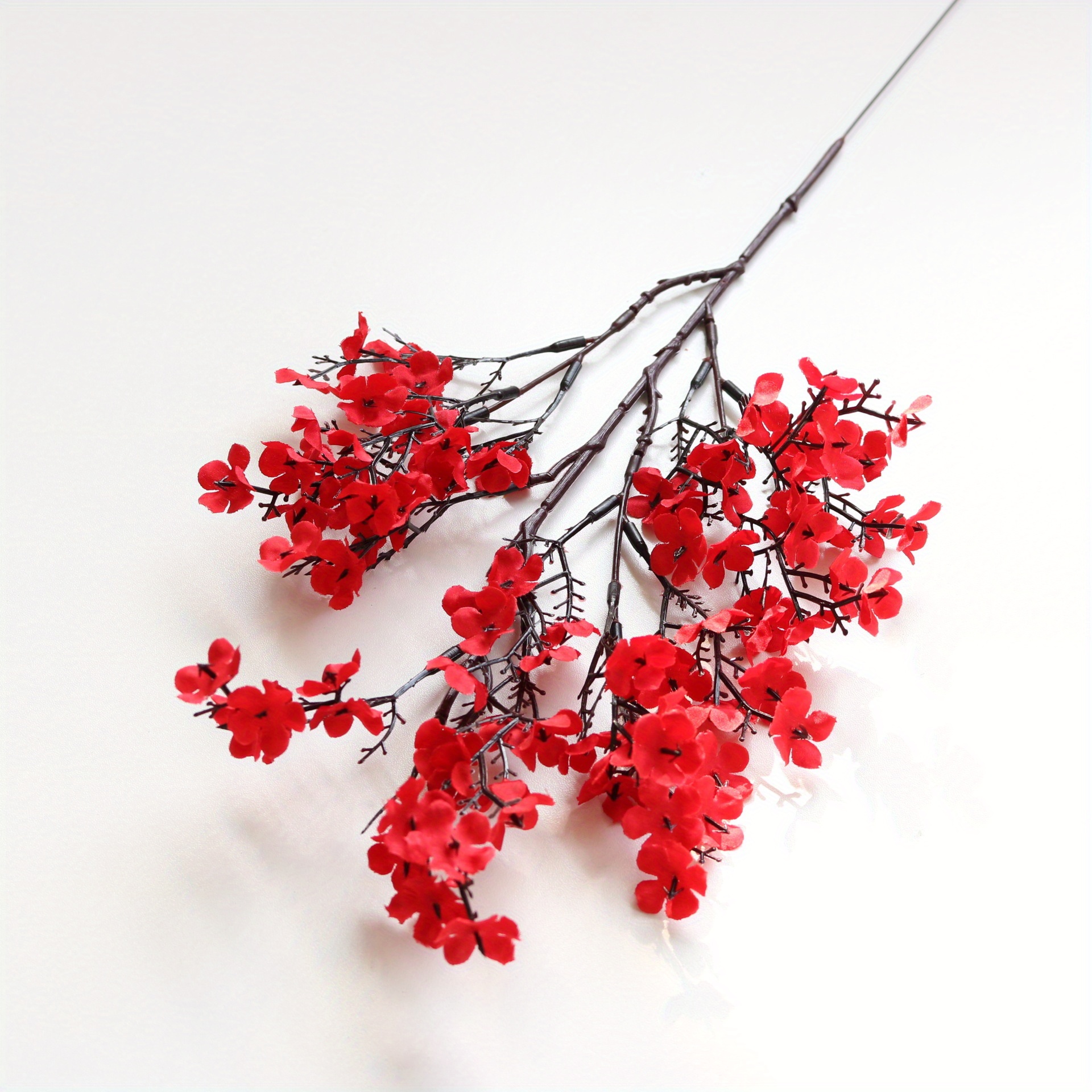 Baby's Breath Red Artificial Flowers 3 Branches 21 Pcs Real Touch