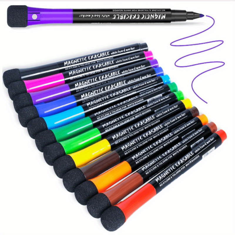 12 Colors White Board Markers Dry Erase Marker With Eraser Low