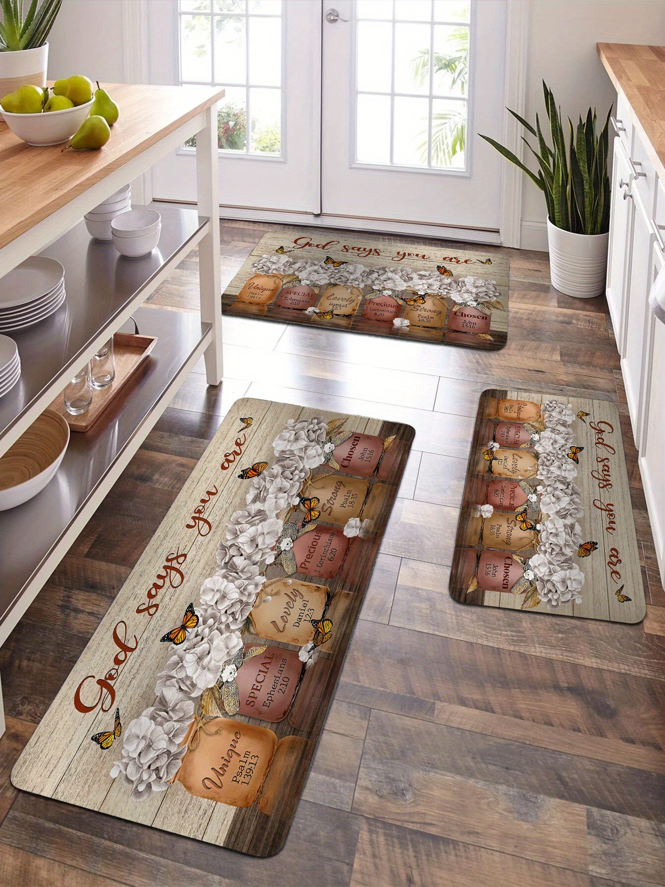 Juego de alfombras de cocina, granada, grano de fruta, primer plano,  textura de grano claramente visible, tapete de cocina para piso,  antideslizante