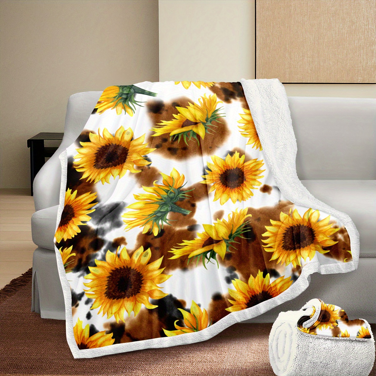  Sunflower Blanket - Soft, Cozy, Warm Sherpa Fleece