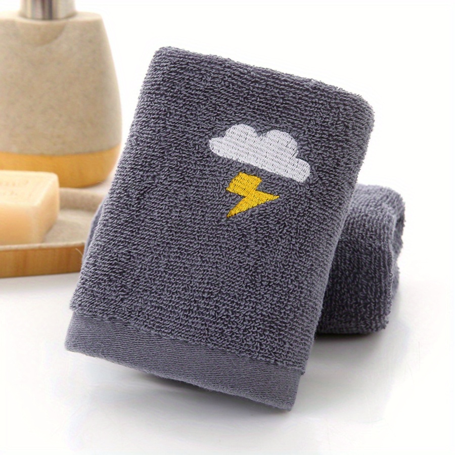 Cartoon Weather Embroidered Hand Towel Household Cute - Temu