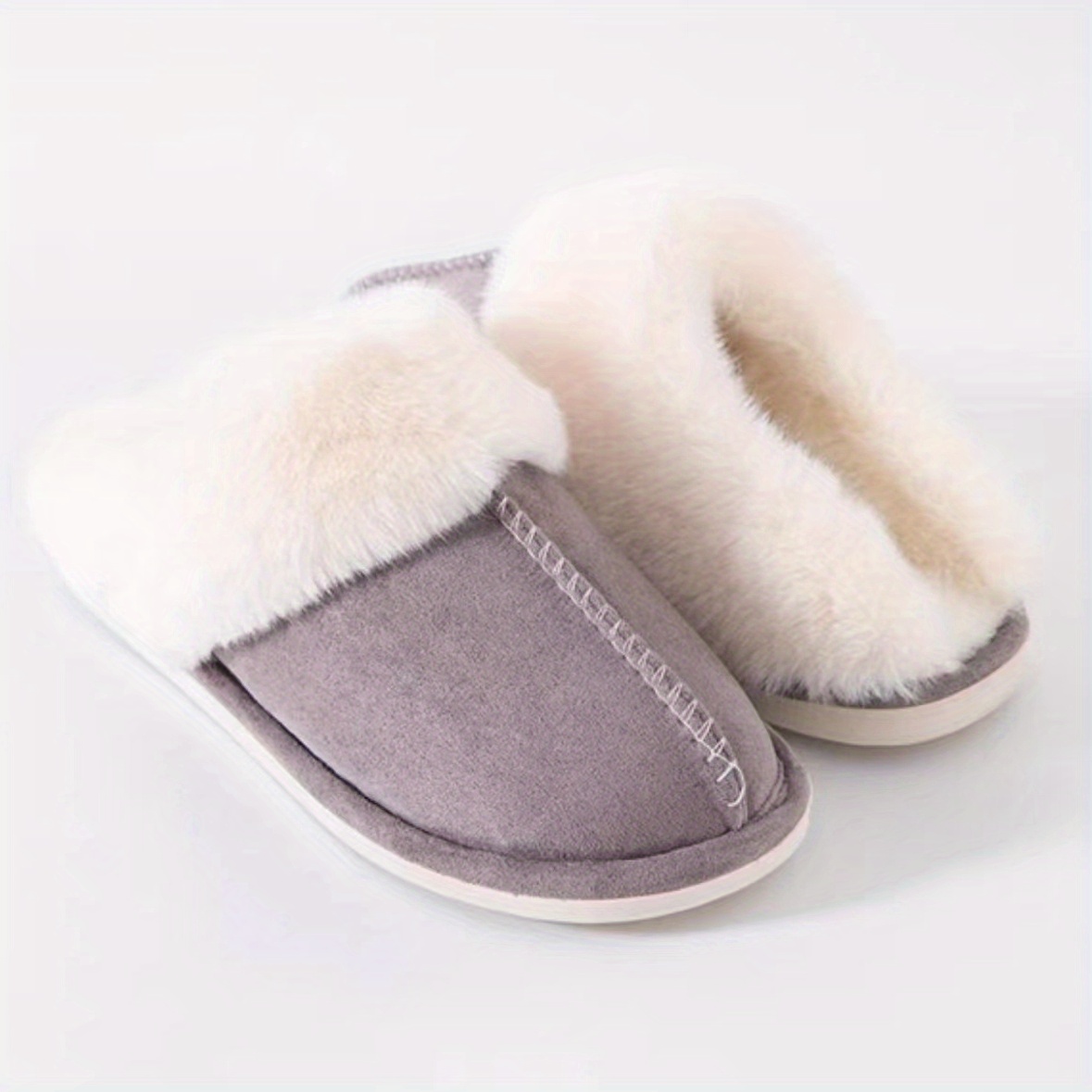 unisex indoor warm plush anti skid home slippers for household in autumn and winter 36 37 grey 12