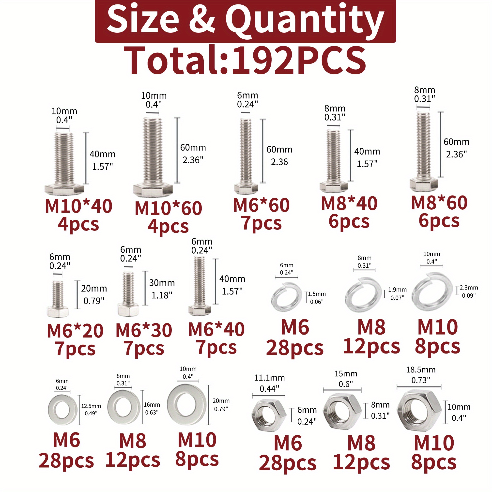 Heavy Duty Grade 8.8 Metric M4 M5 M6 M8 Bolt Set With Assorted