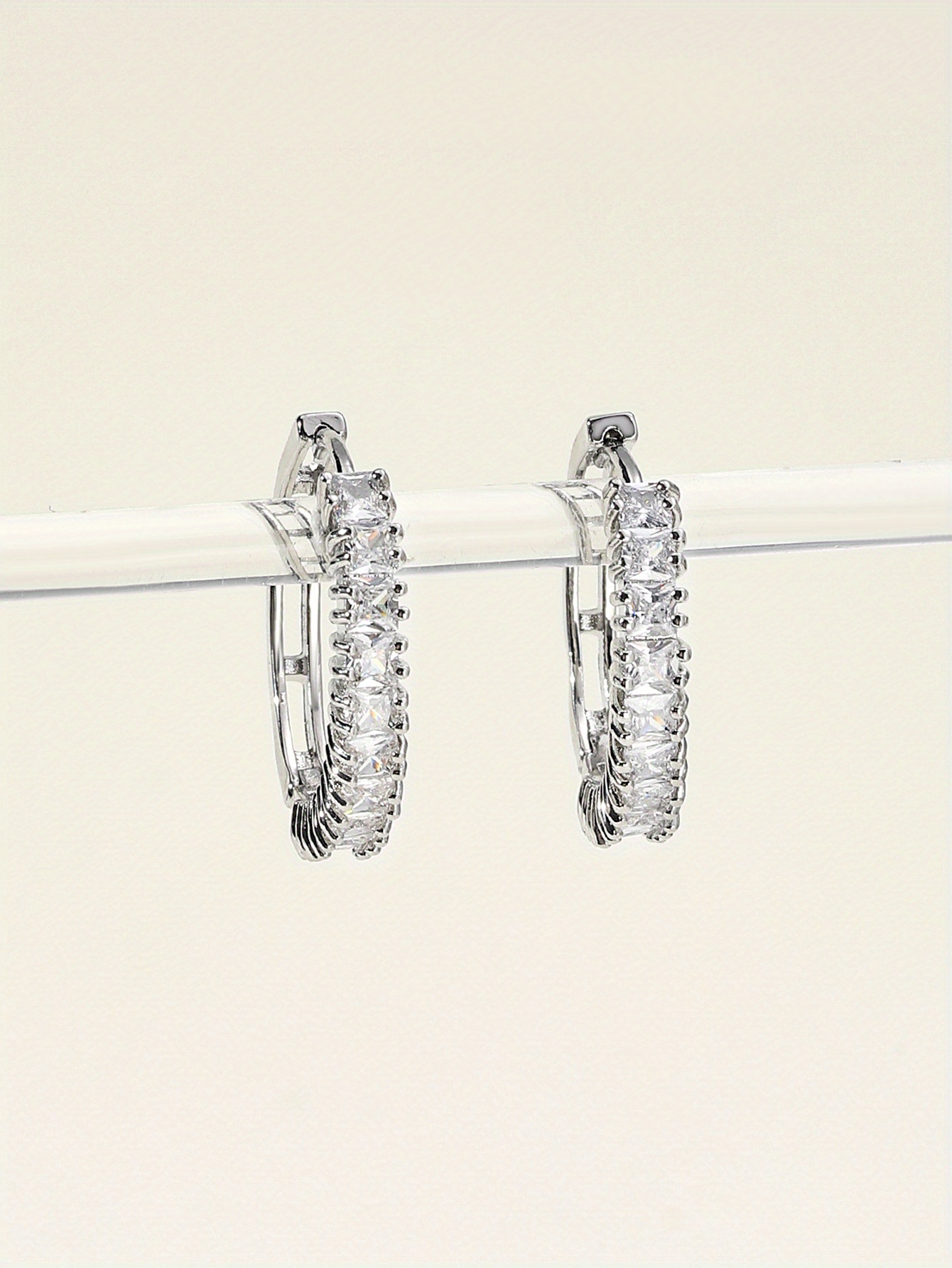 Fahion Jewelry 925 terling ilver tar Zircon Round Huggie Earring Hollowed tar Gold Plated