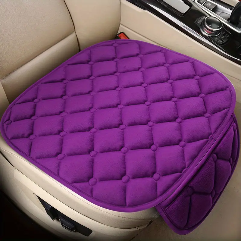 Car Seat Cushion Thickened Velvet Plaid Car Seat Cover - Temu