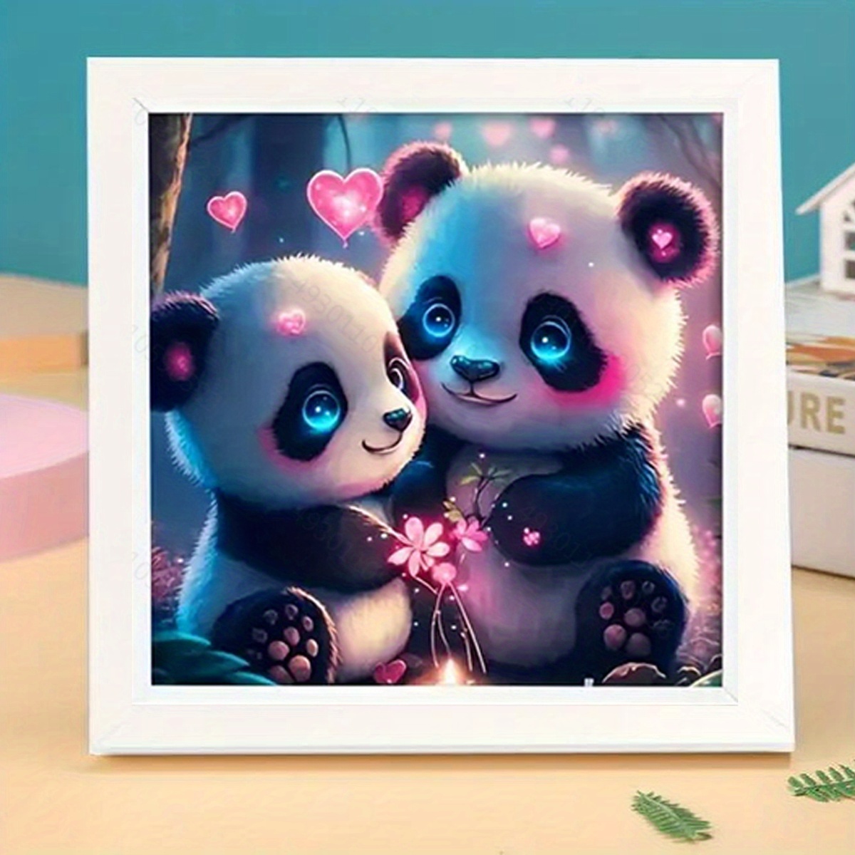 A Set Of Panda Pattern Diamond Paintings, Diy Handicrafts, Artwork, Decorative Gift Set For Home Decoration Frameless