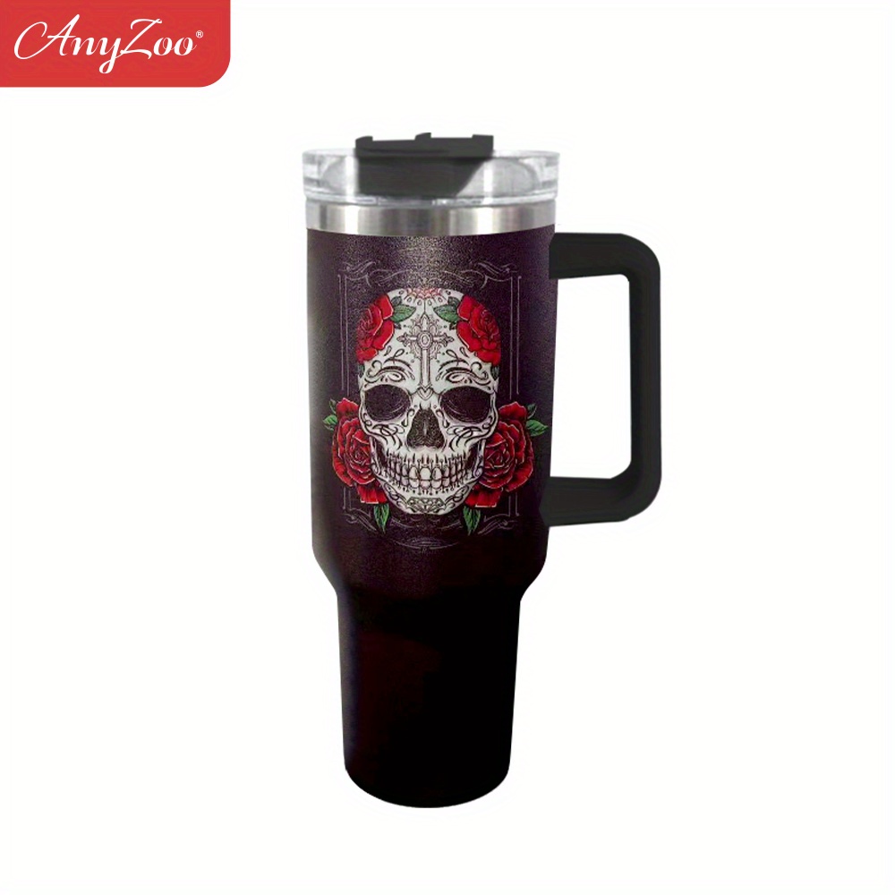 Halloween Tumbler - Sugar Skull Roses Tumbler, Roses Skull Gifts, Skull  Tumbler With Straw, Skull Day Of