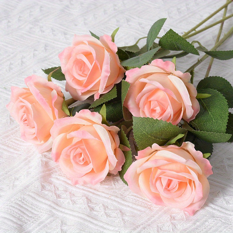  JUSTOYOU 10 rosas artificiales para el día de San Valentín,  rosas de flores realistas, rosas de seda de tacto real, ramos de flores  falsas de tallo largo para decoración del hogar