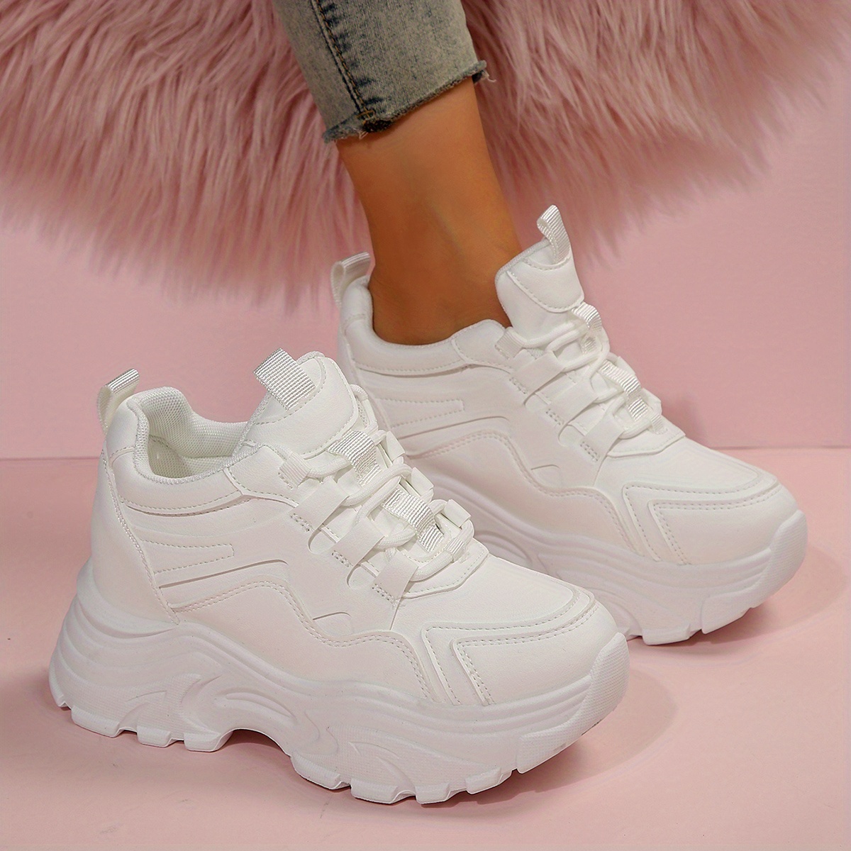 Image of Women's Slope Heel Thick Sole Sports Casual Shoes, Women Shoes, Sneakers