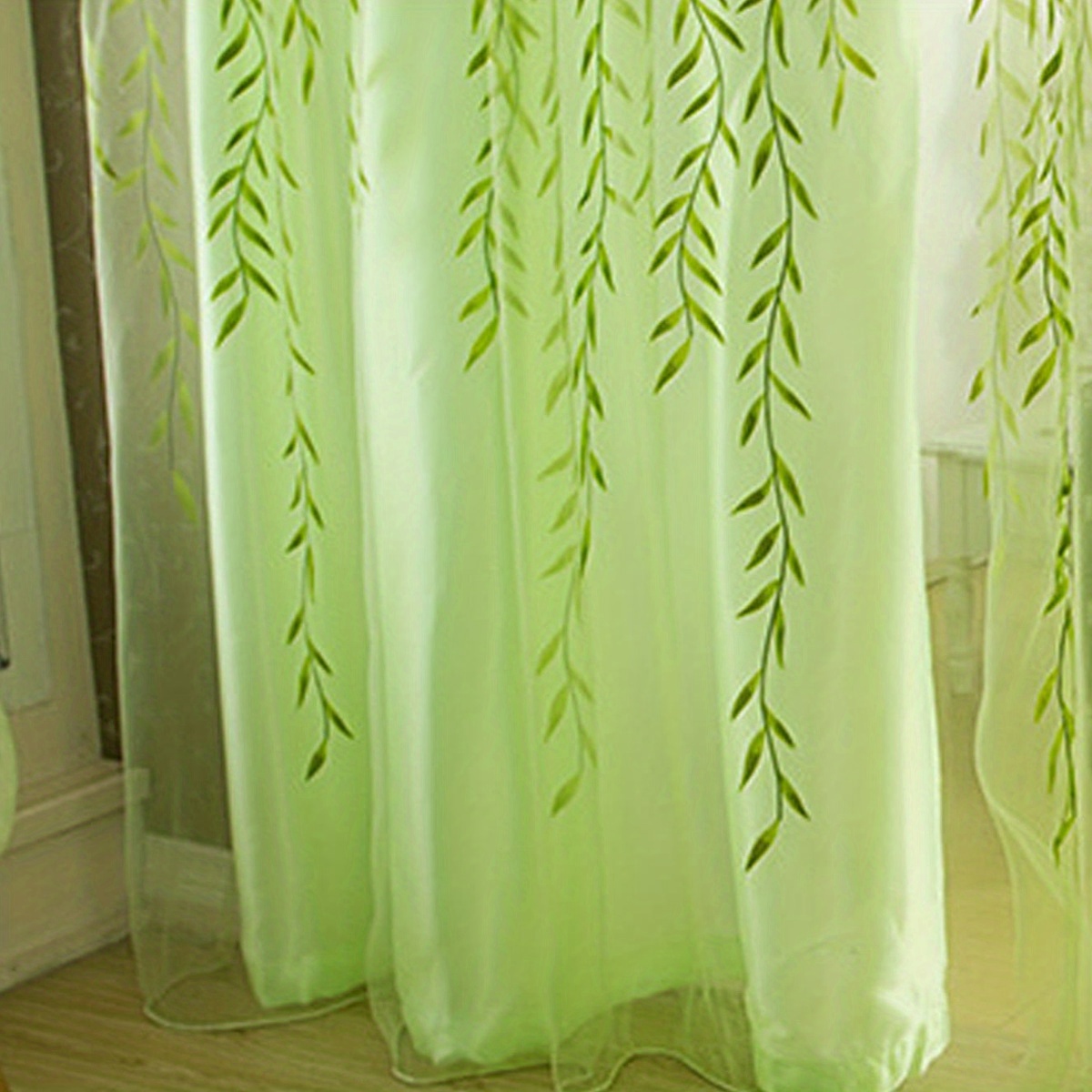 E-shop 1pc Grüner Vorhang Mit Stangendurchzug Für Fensterbehandlung Im Schlafzimmer, Büro, Küche, Wohnzimmer, Studie Und Zur Dekoration Des Raumes,
