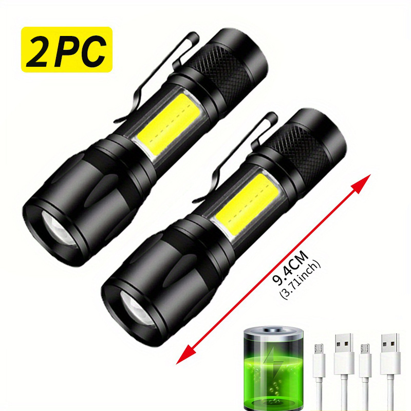 Comprar Linterna recargable de alta potencia, Mini linterna con Zoom para  acampar al aire libre, lámpara fuerte, resistente al agua, 1/2/3 Uds.