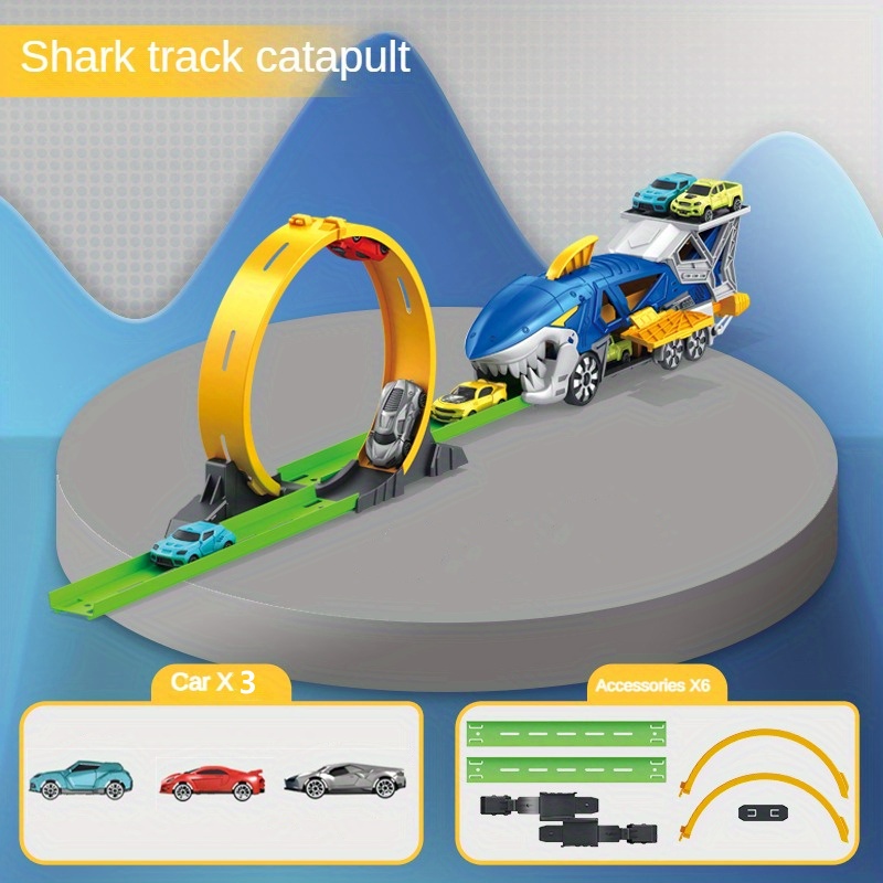 Original Hot Wheels Shark Escape Track Accessories Kids Models Thrilling  Rich Scene Car Toys for Boys Foldable Suitcase Storage