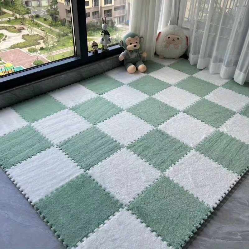 Plush Puzzle Foam Floor Mat Set: Soft Interlocking - Temu
