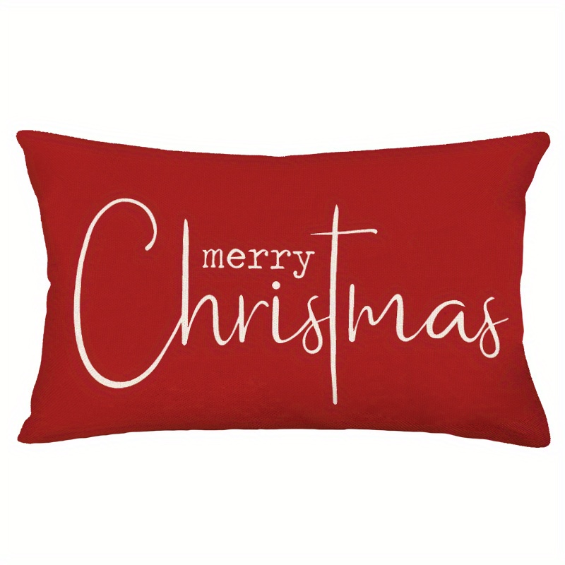  Merry Christmas Pillow Cover 12x20 Farmhouse Christmas Throw  Lumbar Pillow Cover Decorations Christmas Tree Holiday Decor Case for Home  Couch : Home & Kitchen