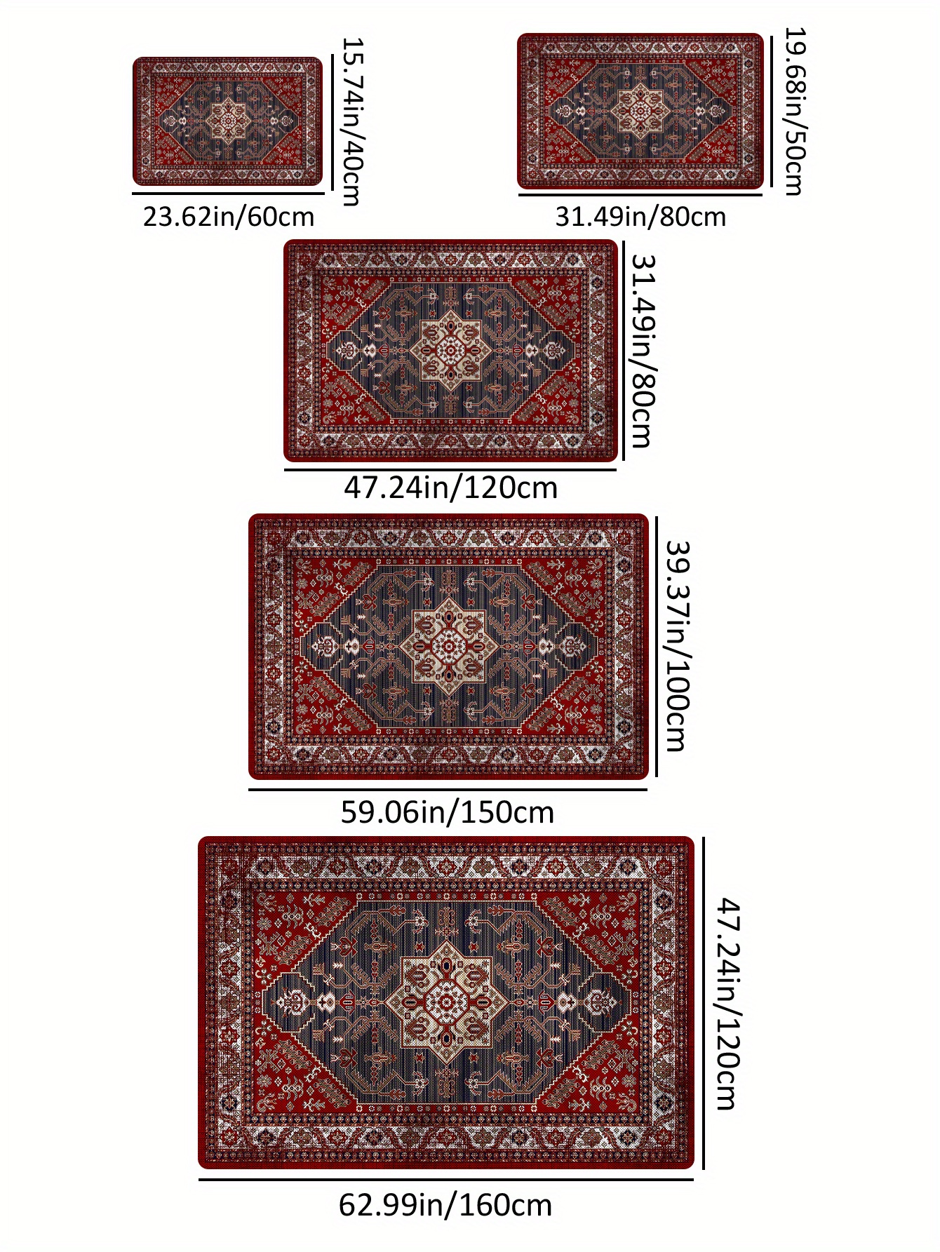 1pc vintage boho area rugs non slip stain resistant fluffy rug machine washable retro waterproof anti oil soft thickened shaggy carpet for living room bedroom nursery room game room   carpet teenage room decoration room decor details 0