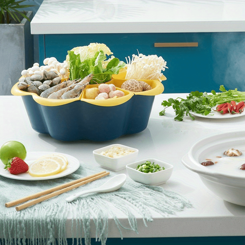 Rotating Hot Pot Multi Grid Vegetable Platter Fruit Platter - China  Colander and Strainer price