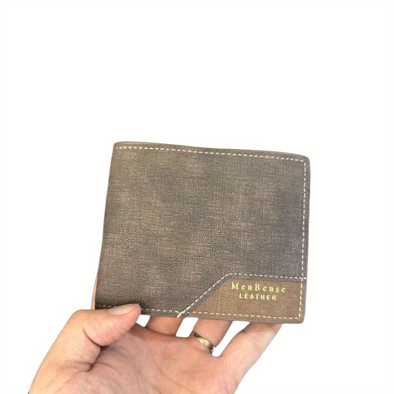 Men's Leather Short Wallet Large Capacity Card Holder Horizontal Wallet