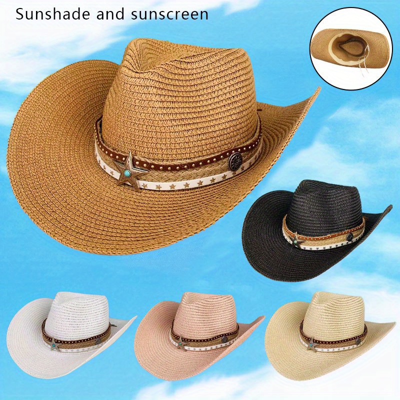1pc Breathable Sunshade Cowboy Hat For Outdoor Casual Camping