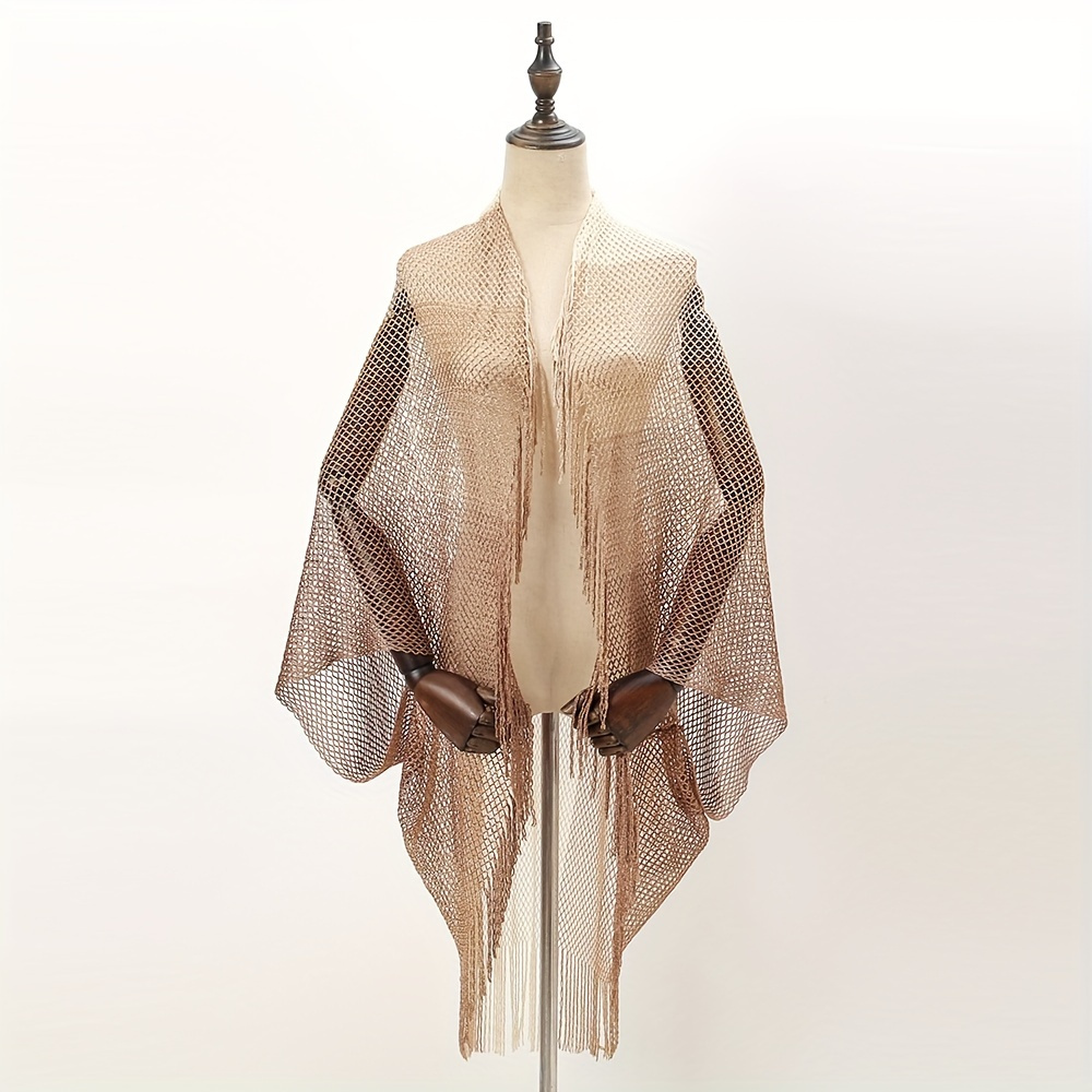 Boho Fringed Shawl Hollow Out Mature Wrap Sunscreen