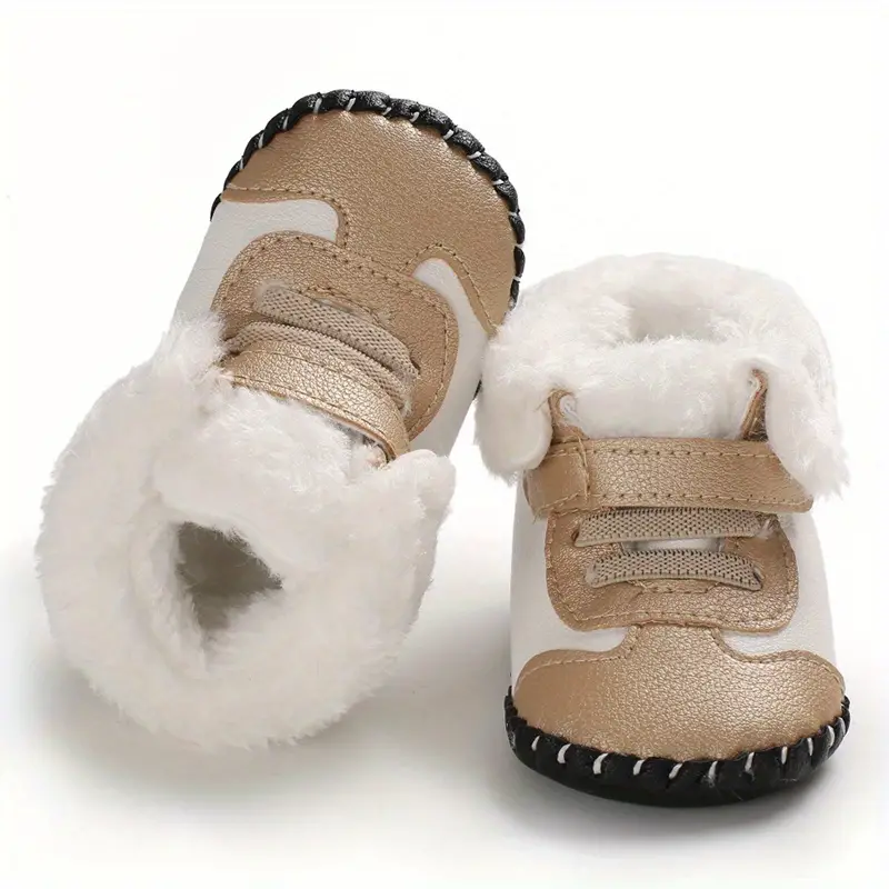 comfortable plus fleece boots for baby boys and girls soft and warm boots with hook and loop fastener for indoor outdoor walking all seasons details 7