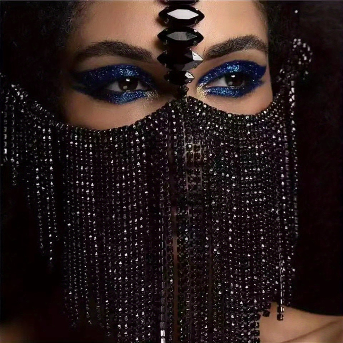 Gold and rhinestones jewelry face mask